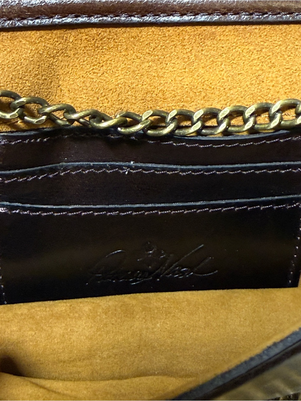 Patricia Nash Leopard Haircalf Leather Chain Crossbody Clutch - Picture 9 of 13